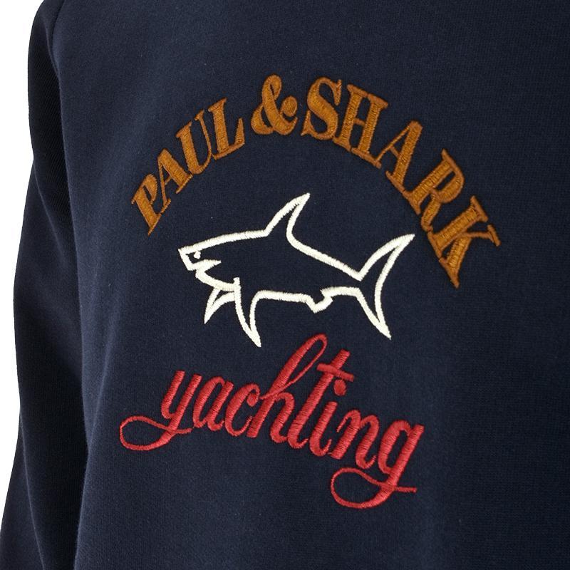 Paul & Shark Navy Blue Round Collar Long Sleeve Sweater In Black