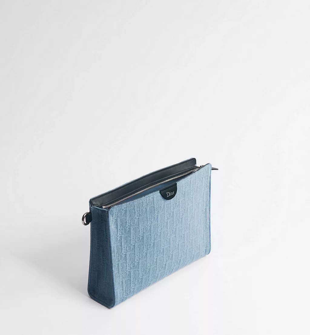 Dior A5 Triangle Pouch In Blue