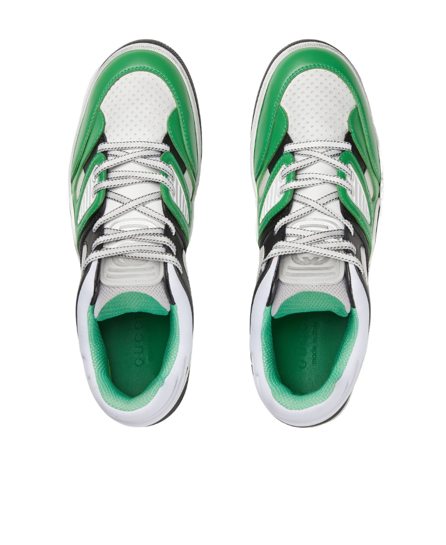 Gucci Basket Distressed Leather Sneakers In Gray