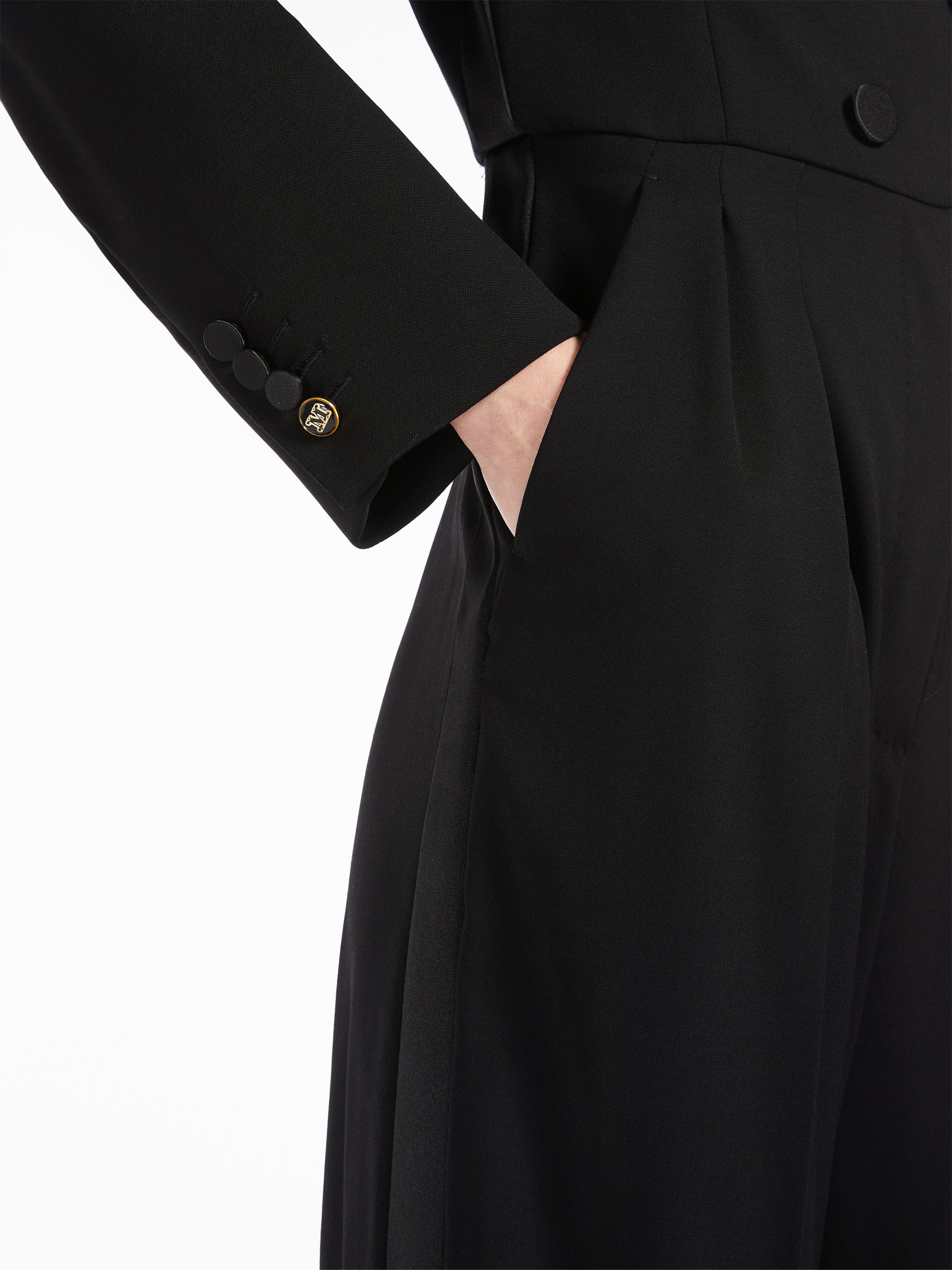 Max Mara Double-breasted Wool Jumpsuit In Black
