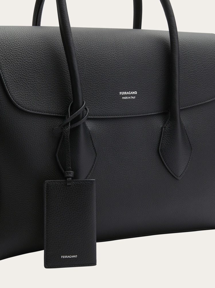 FERRAGAMO EAST-WEST LEATHER TOTE BAG
