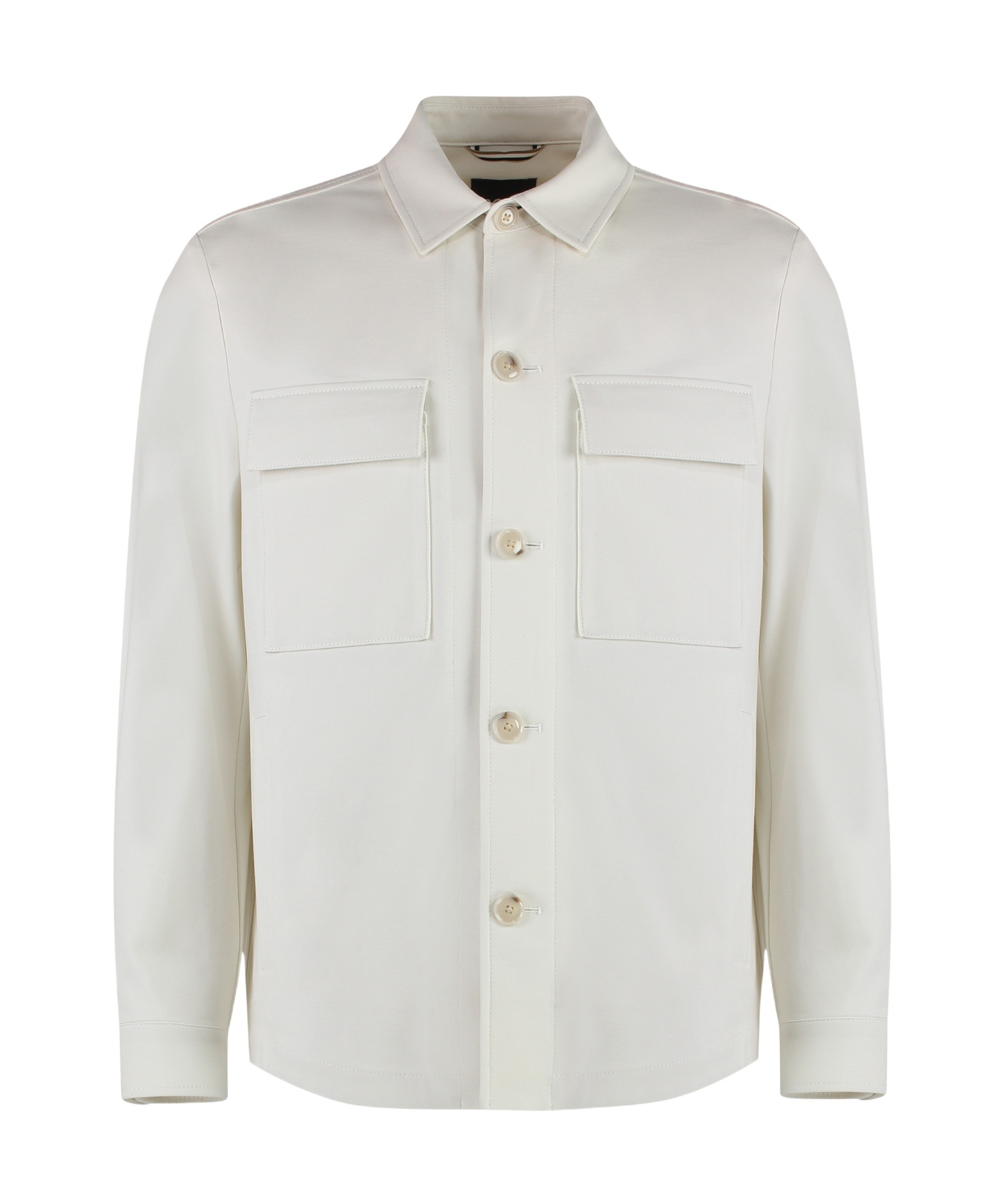 Hugo Boss Button-up Jacket In Herringbone Linen And Silk In White