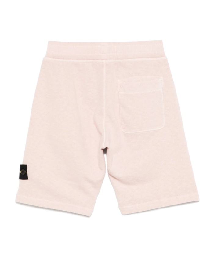 Stone Island Junior Compass Patch Knitted Shorts In Pink