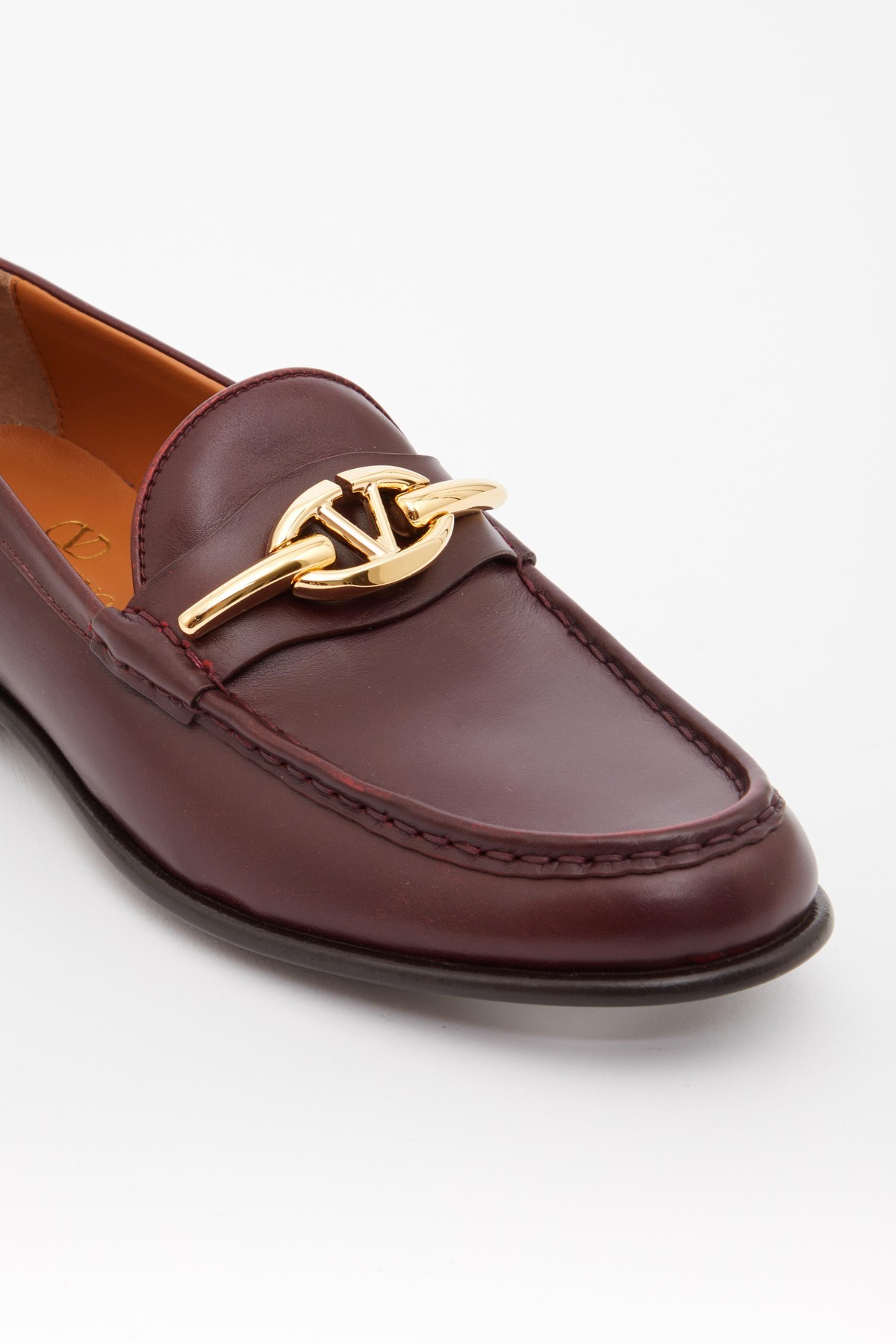 Shop Valentino Vlogo Moon Calfskin Loafer In Red