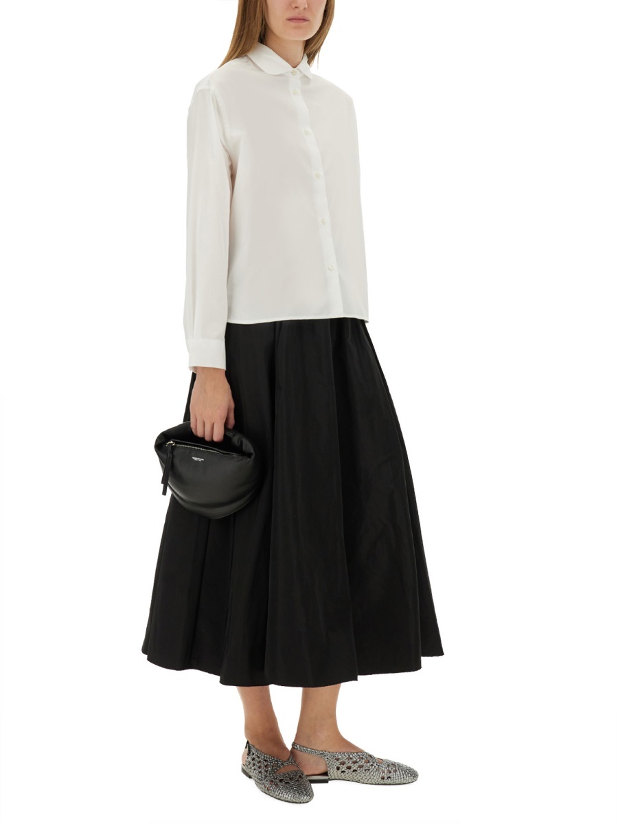 Aspesi Striped Curved Hem Blouse In White