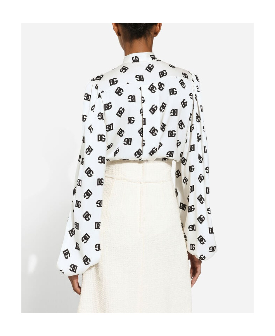 Dolce & Gabbana Logo-print Attached-scarf Shirt In White