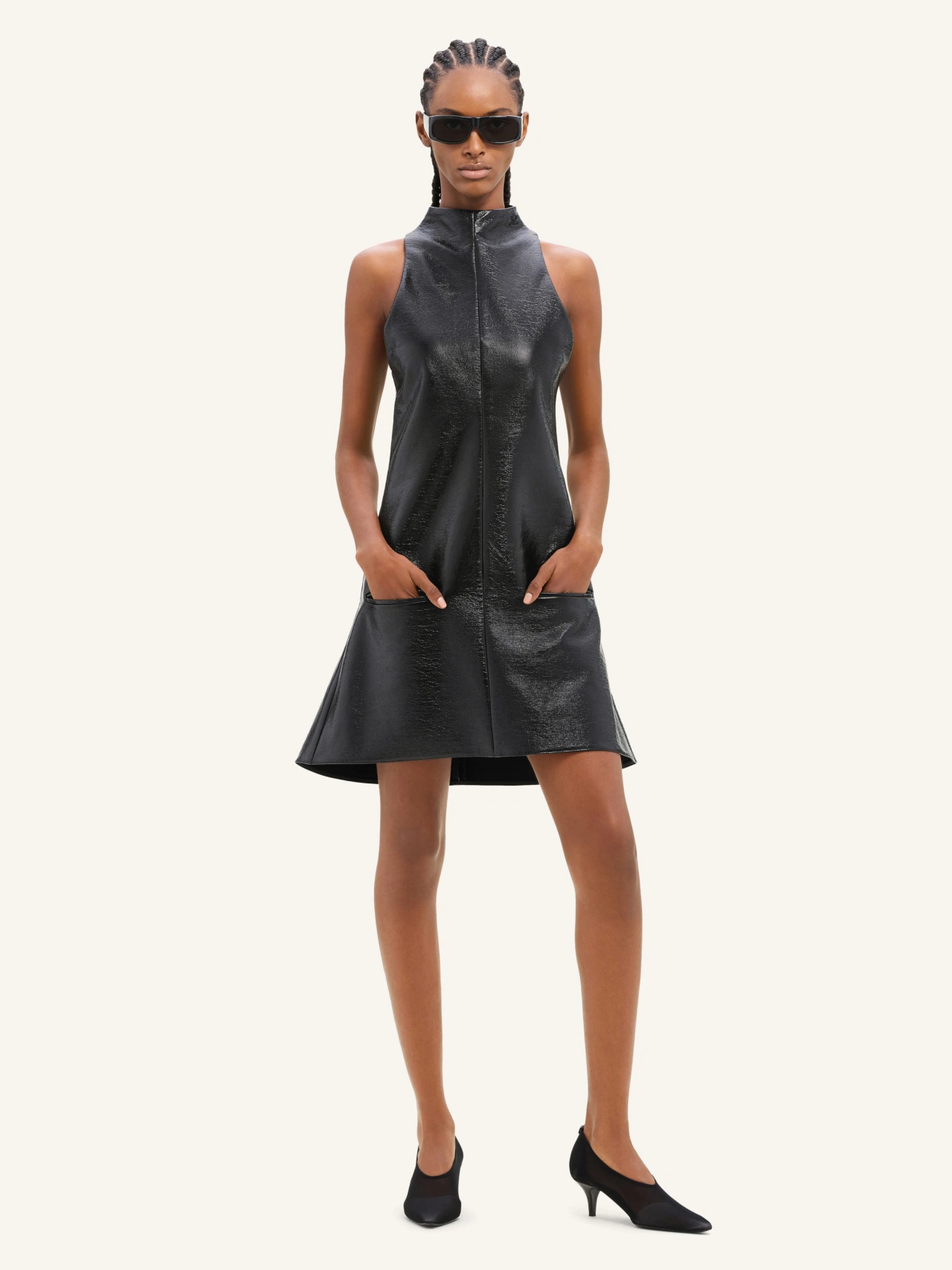Courrèges Courreges 2 Pockets Vinyl A-line Dress Women In Black