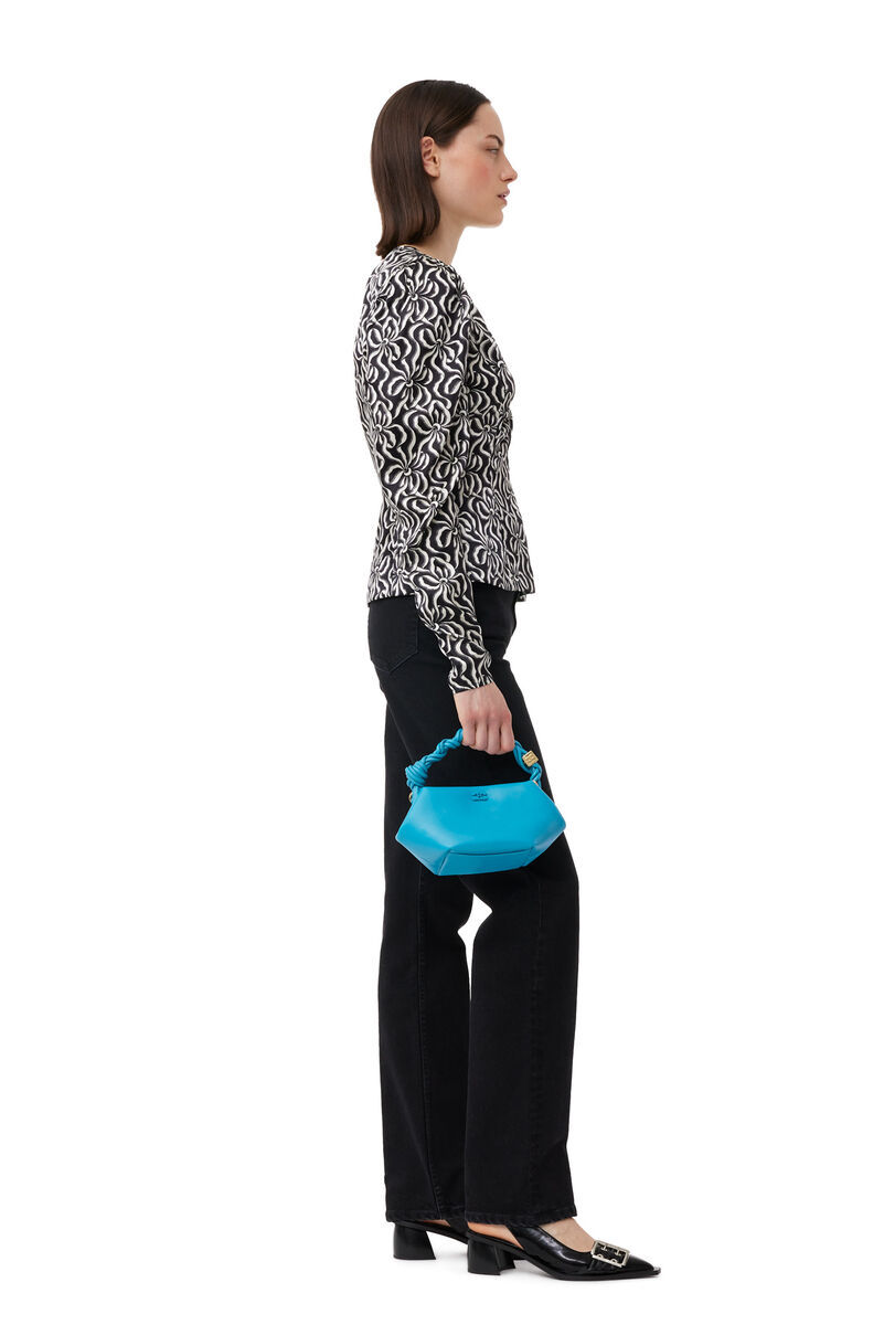 Ganni Bou Braided-handle Mini Bag In Blue
