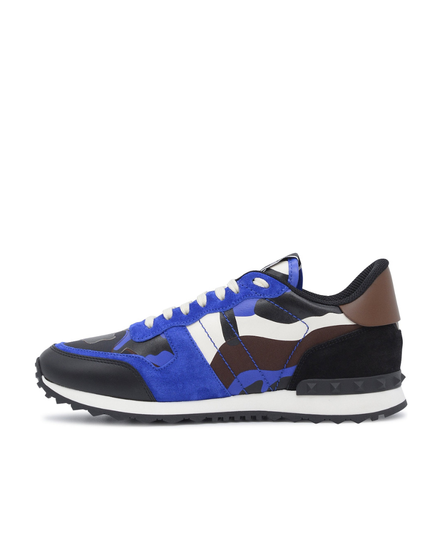 Valentino Rockrunner Camouflage Print Sneakers In Black