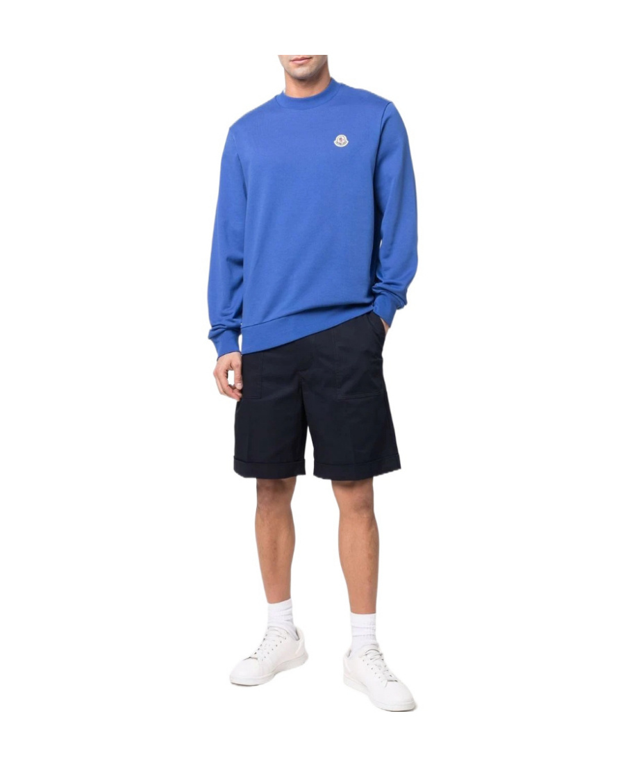 Moncler Pressed-crease Cotton Shorts In Blue