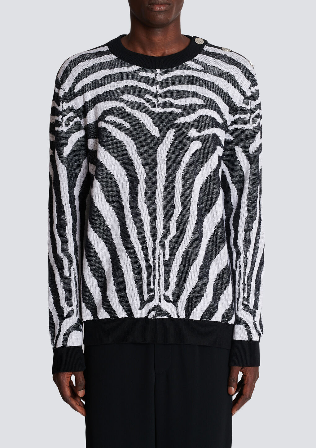 BALMAIN ZEBRA PRINT LINEN JUMPER