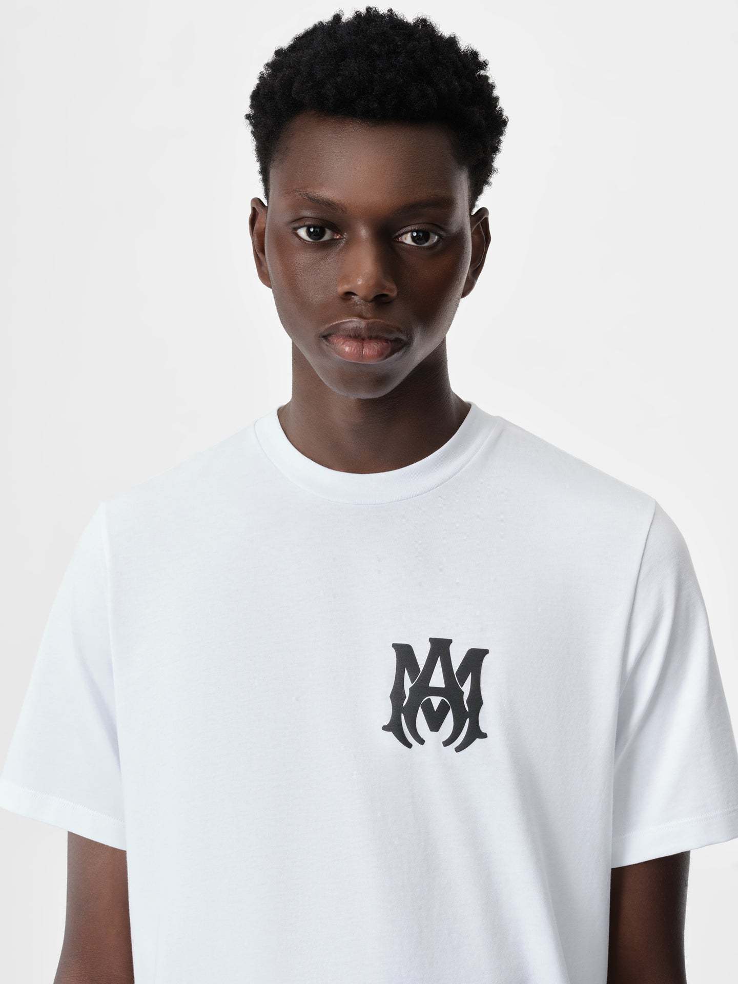 Amiri White Crewneck T-shirt With Logo Print On The Front And Logo Lettering On The Rear In Cotton Man In White