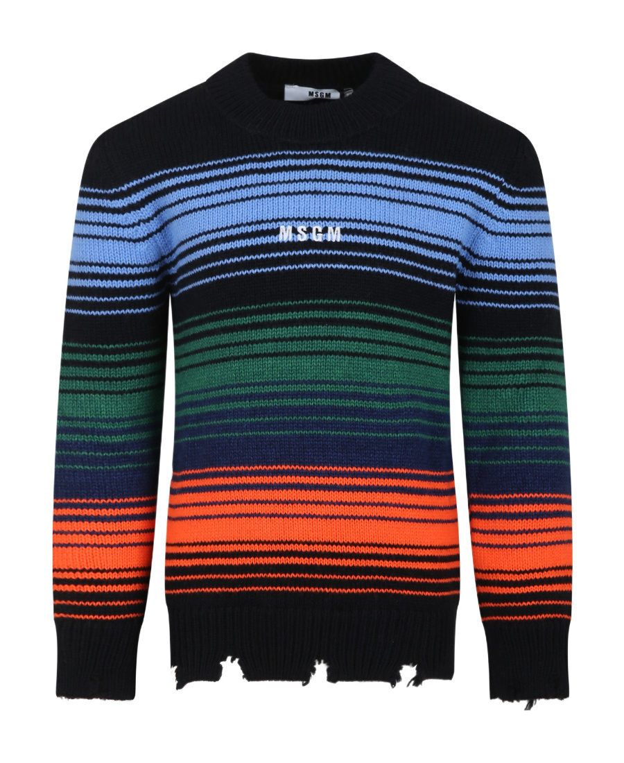 MSGM LOGO-EMBROIDERED RAW-CUT EDGE JUMPER