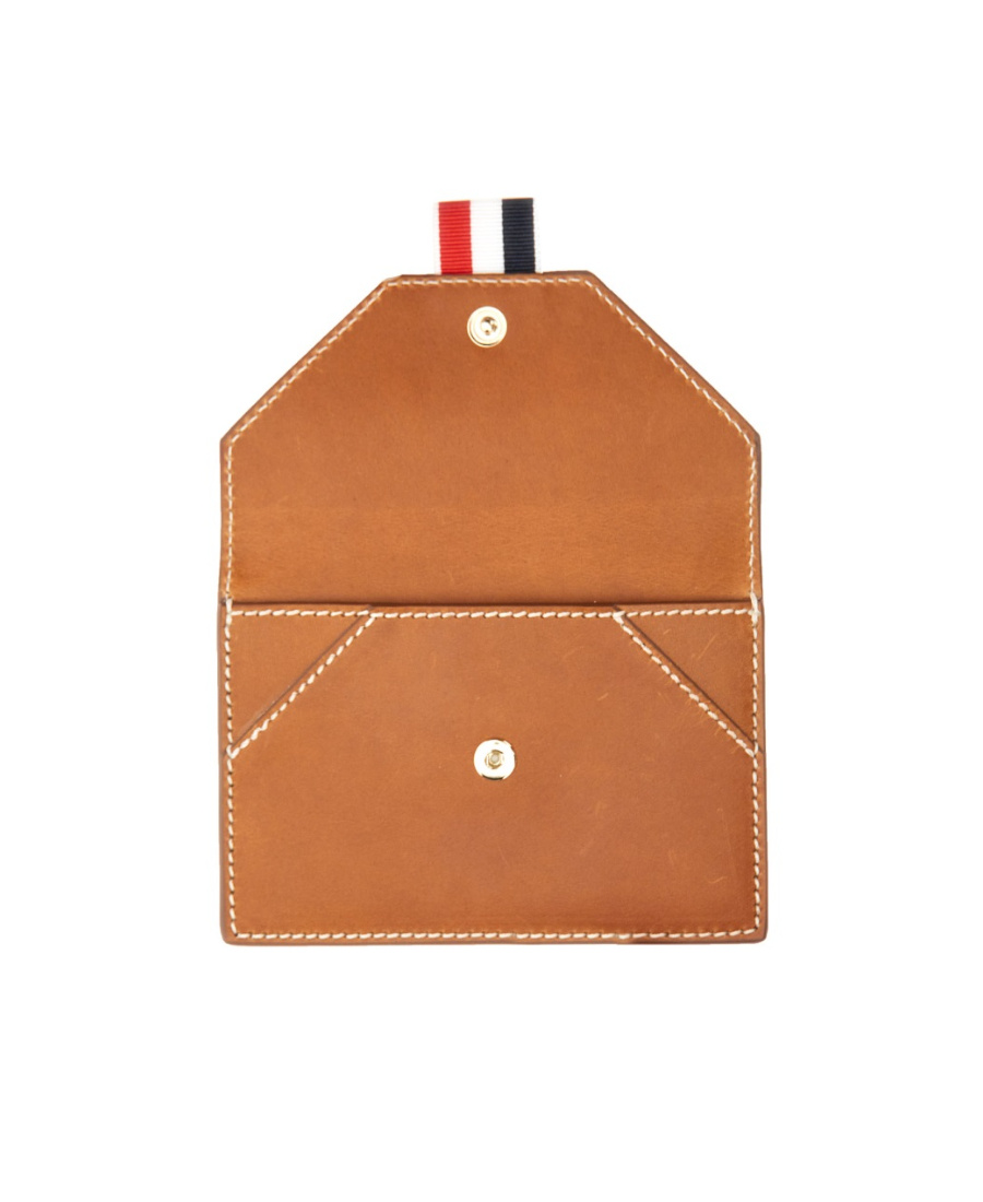 Thom Browne Envelope Leather Cardholder In Orange