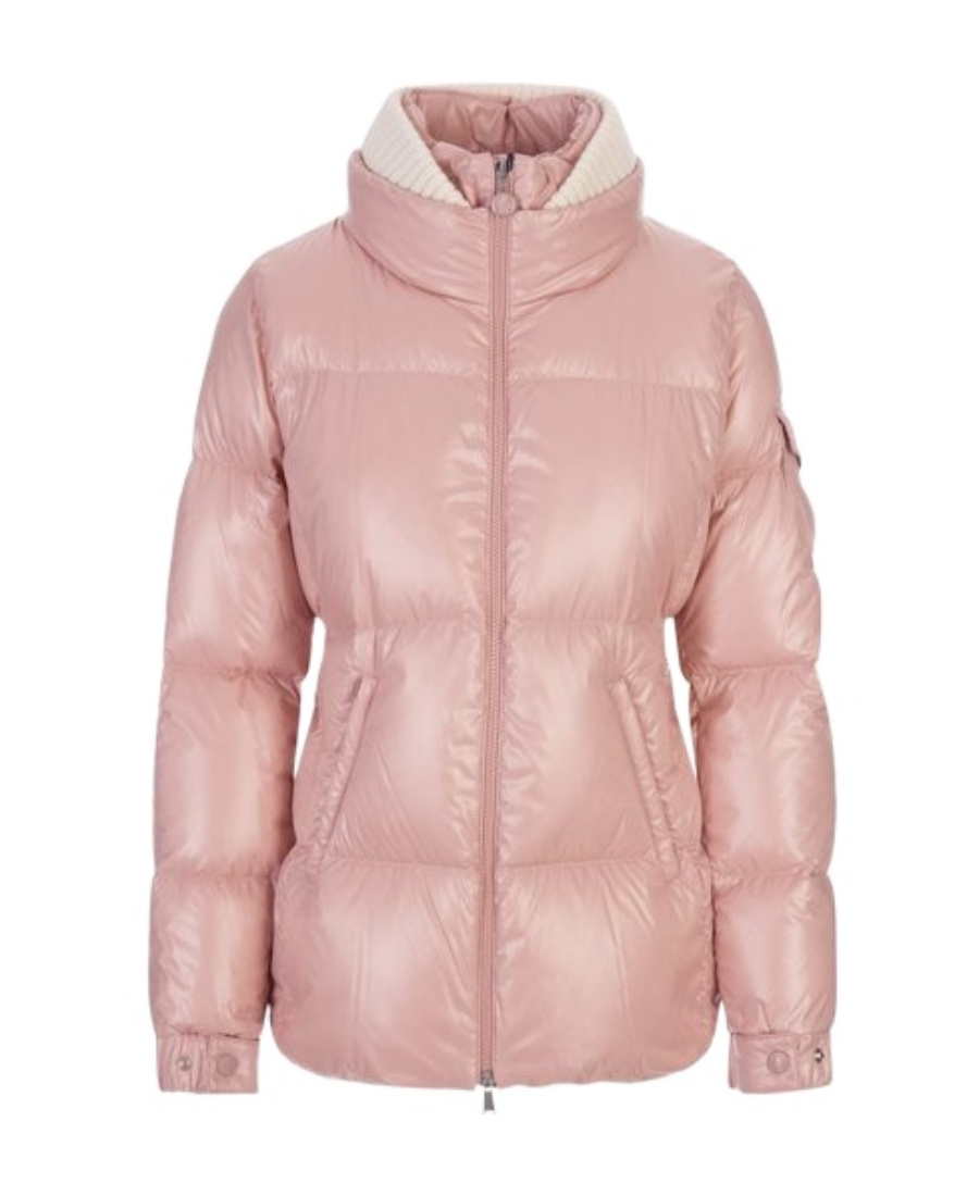 Moncler Zipper Quilted Down Jacket In Pink