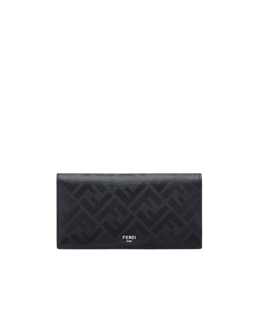 Fendi Logo Double-folded Wallet In Black