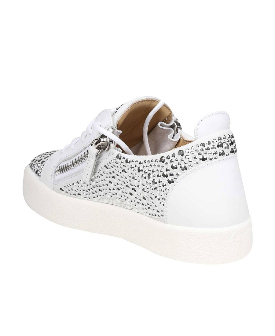 Giuseppe Zanotti Sticking Drill Lace Up Casual Sports Shoes In White