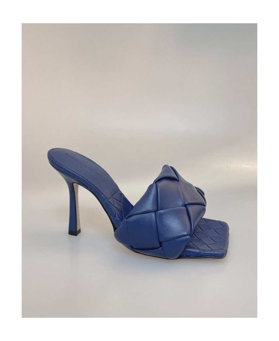 Bottega Veneta The Lido Intrecciato Leather Sandal In Blue