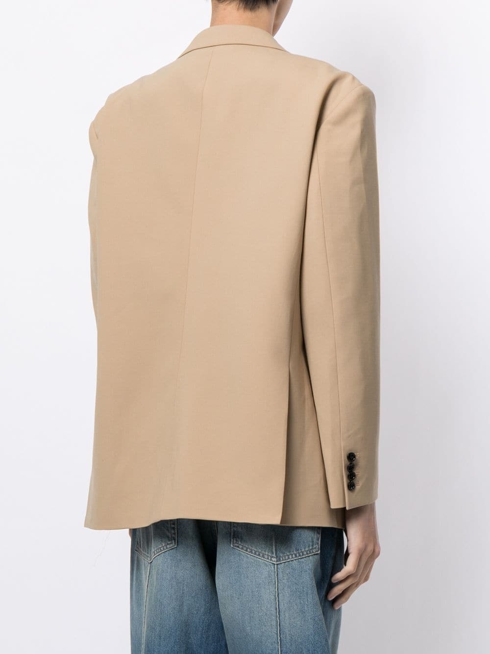 We11 Done Logo-patch Single-breasted Blazer In Nude