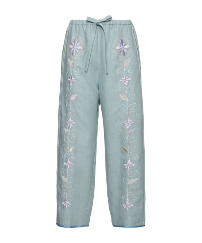 Forte Forte Embroidered Linen Drawstring Pants
