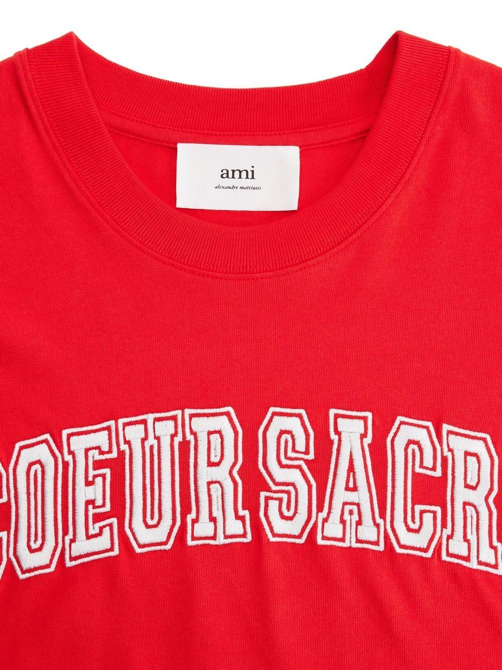 AMI ALEXANDRE MATTIUSSI AMI PARIS LOGO-EMBROIDERED CREWNECK T-SHIRT