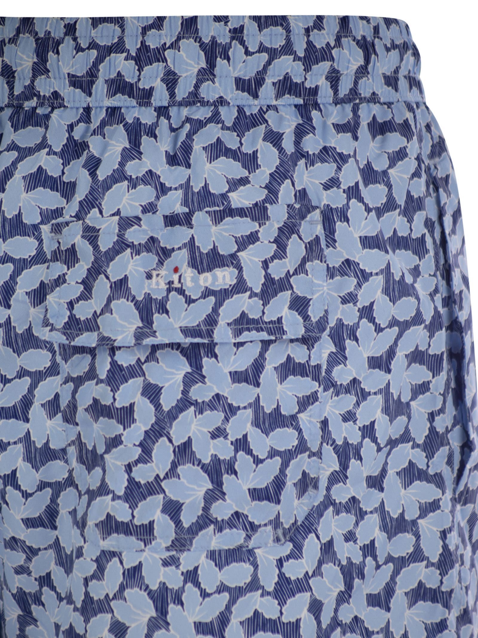 Shop Kiton Pattern Beach Swimming Shorts In Blue