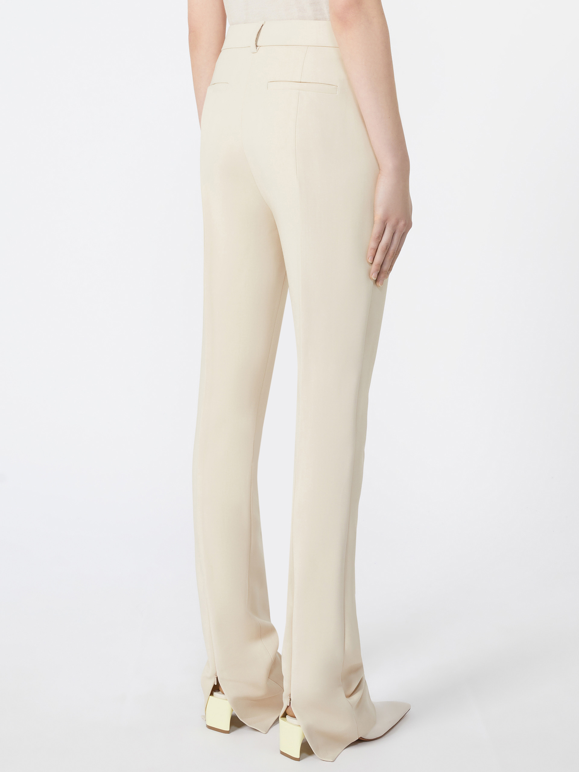 Sportmax Crepe Plain Slim Trousers In Gray