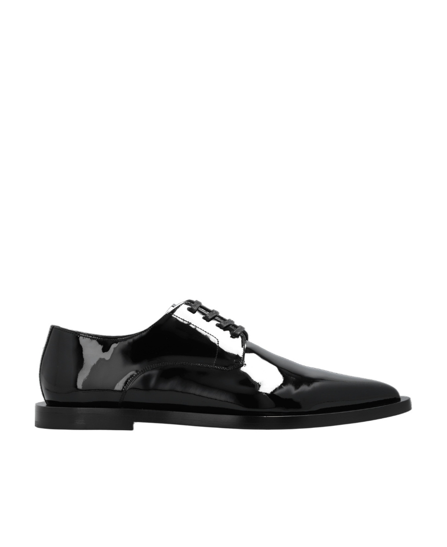 Dolce & Gabbana Leather Pointed Derby Shoes In Black
