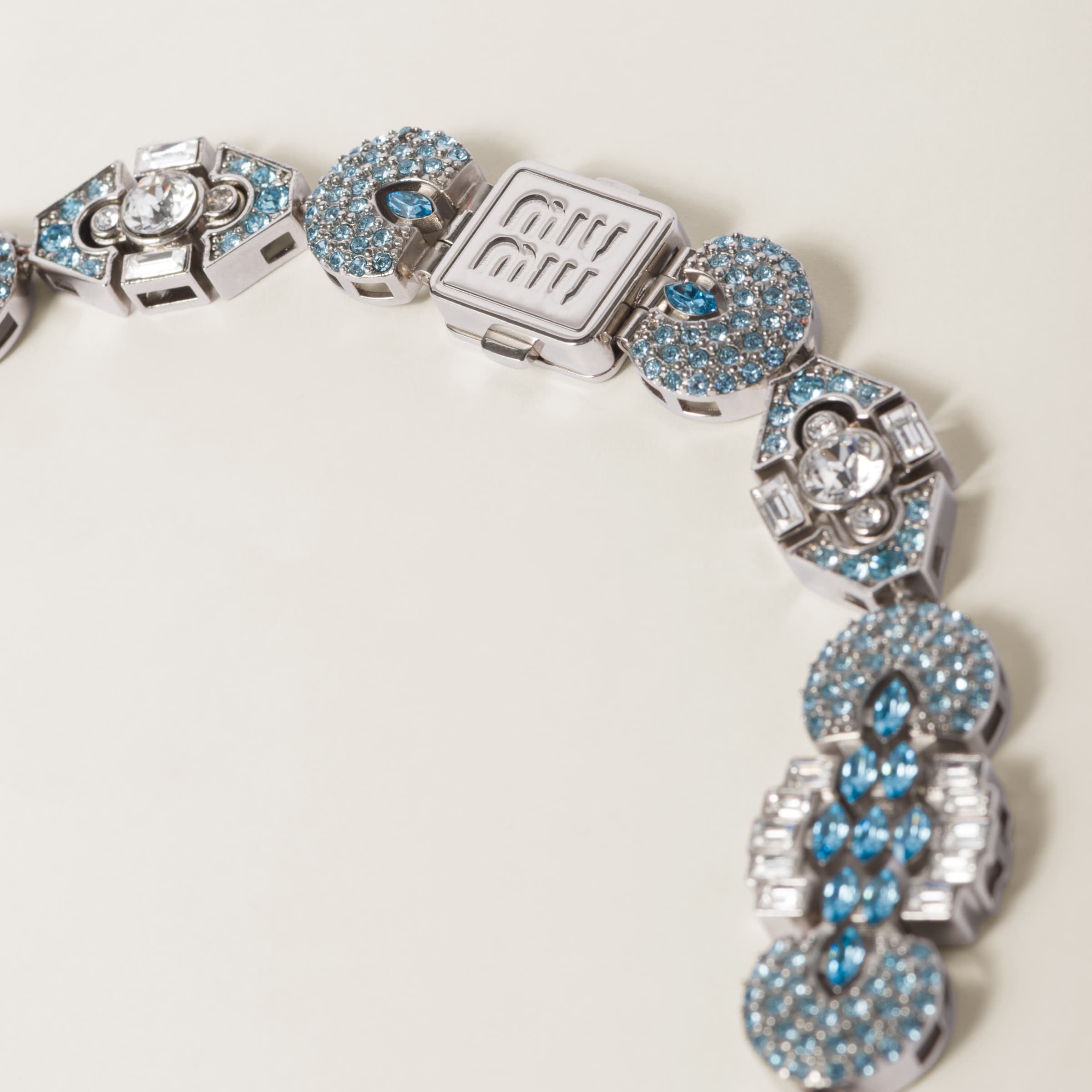 Miu Miu Crystal-embellished Choker Necklace In Gray