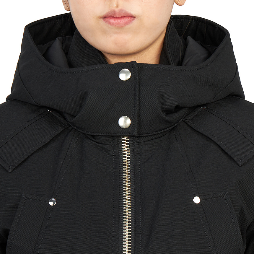 Moose Knuckles Ballistic High-neck Studded Hooded Jacket In Black