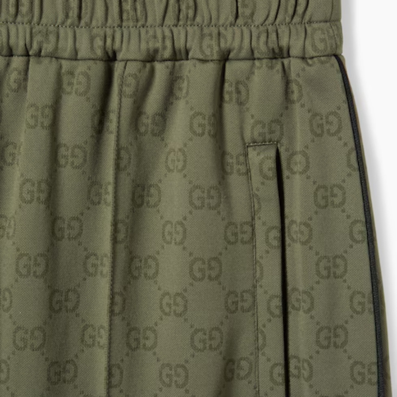 Gucci Gg Jersey Jacquard Pant In Green
