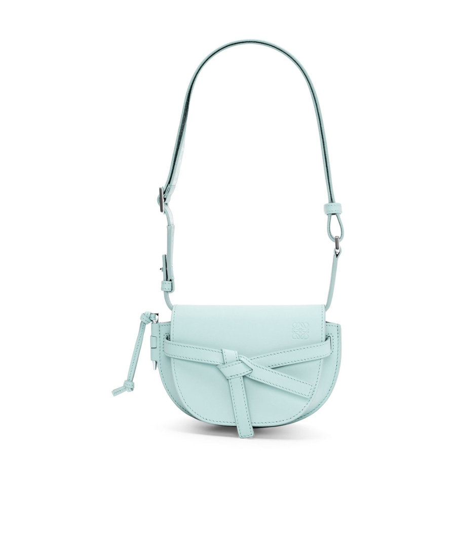 Loewe Mini Gate Dual Bag In Soft Calfskin And Jacquard In Blue