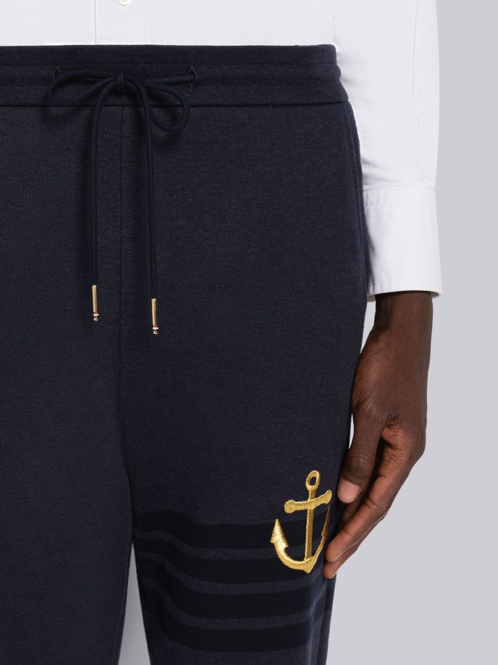 Thom Browne Anchor-embroidery Cotton Track Pants In Black