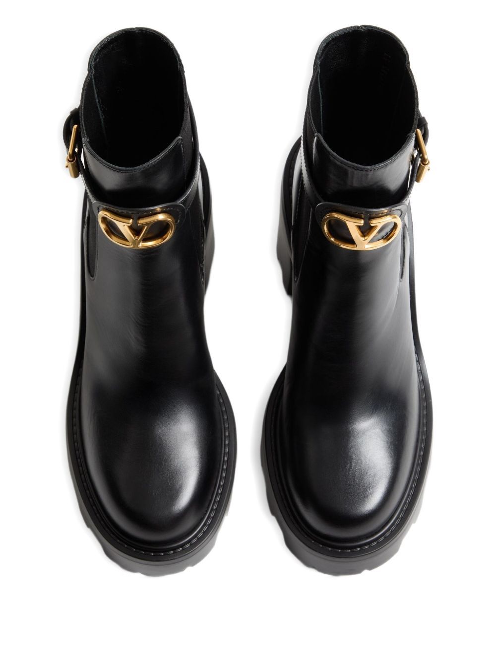 Valentino Garavani Vlogo Signature Calfskin Beatle 90mm Woman Black 42 In Black