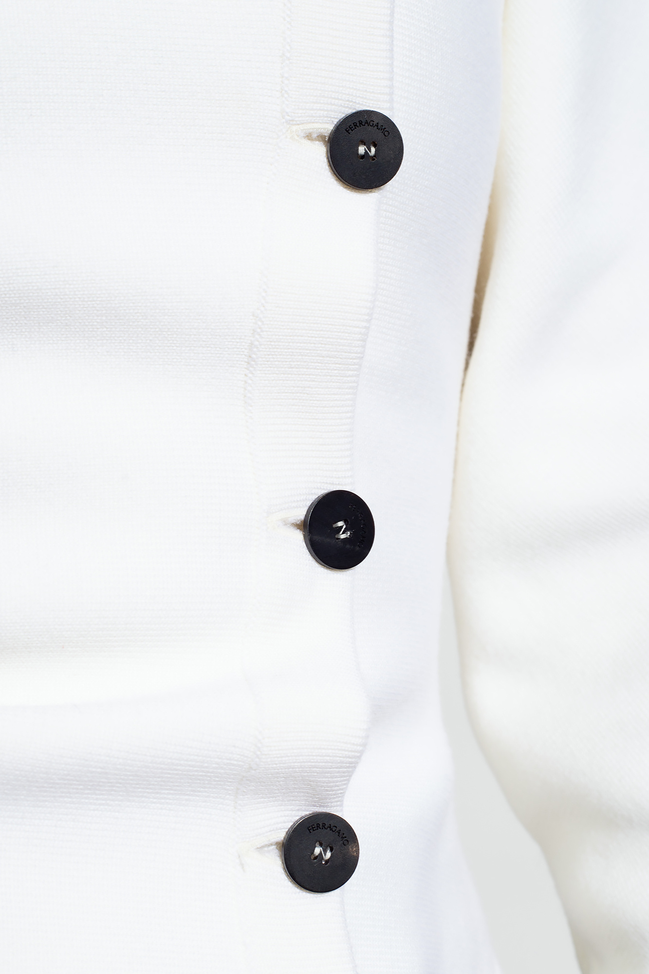 Ferragamo Asymmetrical Buttoned Wool-blend Cardigan In White