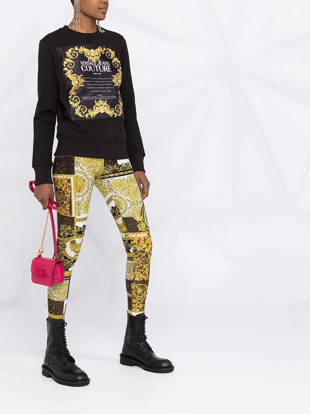 Versace Jeans Logo-print Crew-neck Sweatshirt In Black