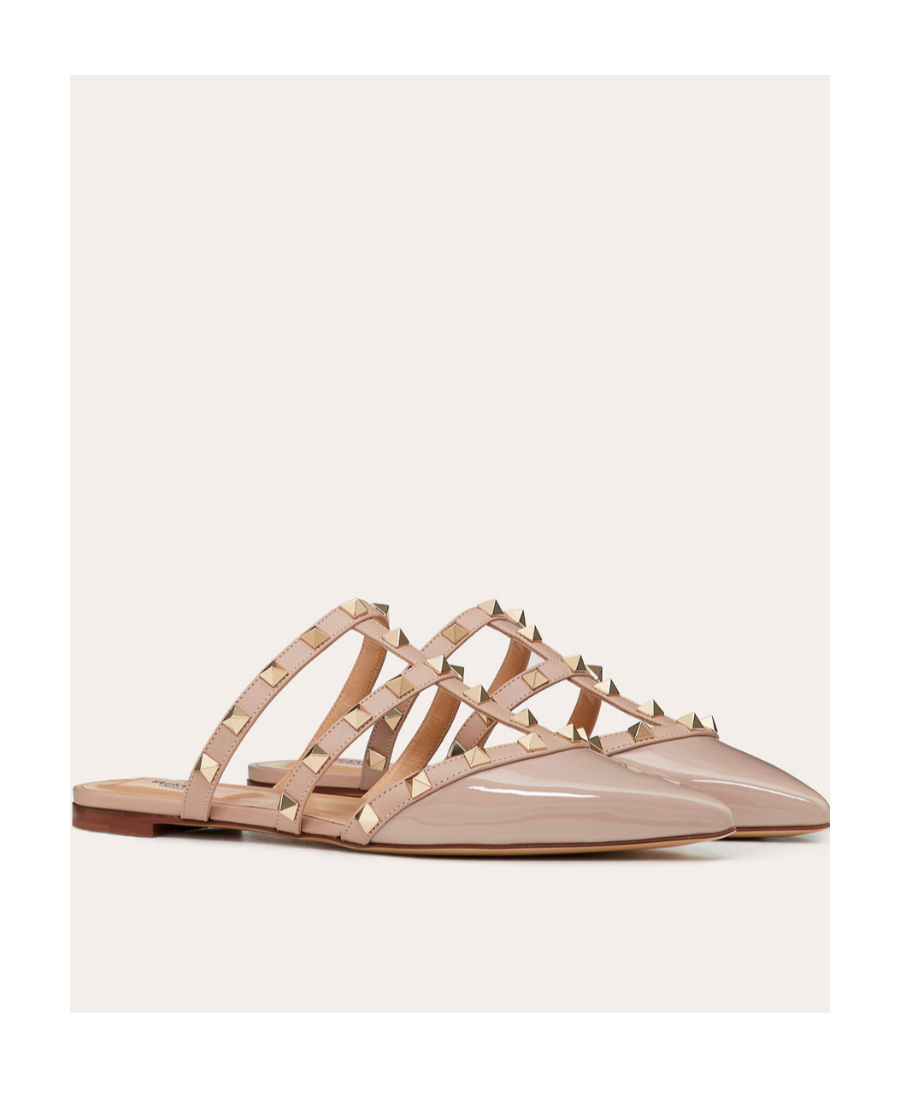 VALENTINO GARAVANI ROCKSTUD PATENT-LEATHER MULE