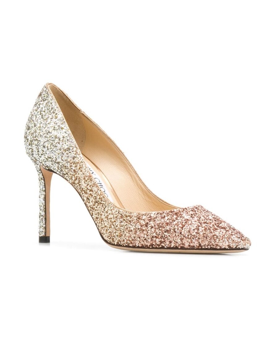 Jimmy Choo Romy 85mm Glitter Degrade High-heel Pumps In Brown
