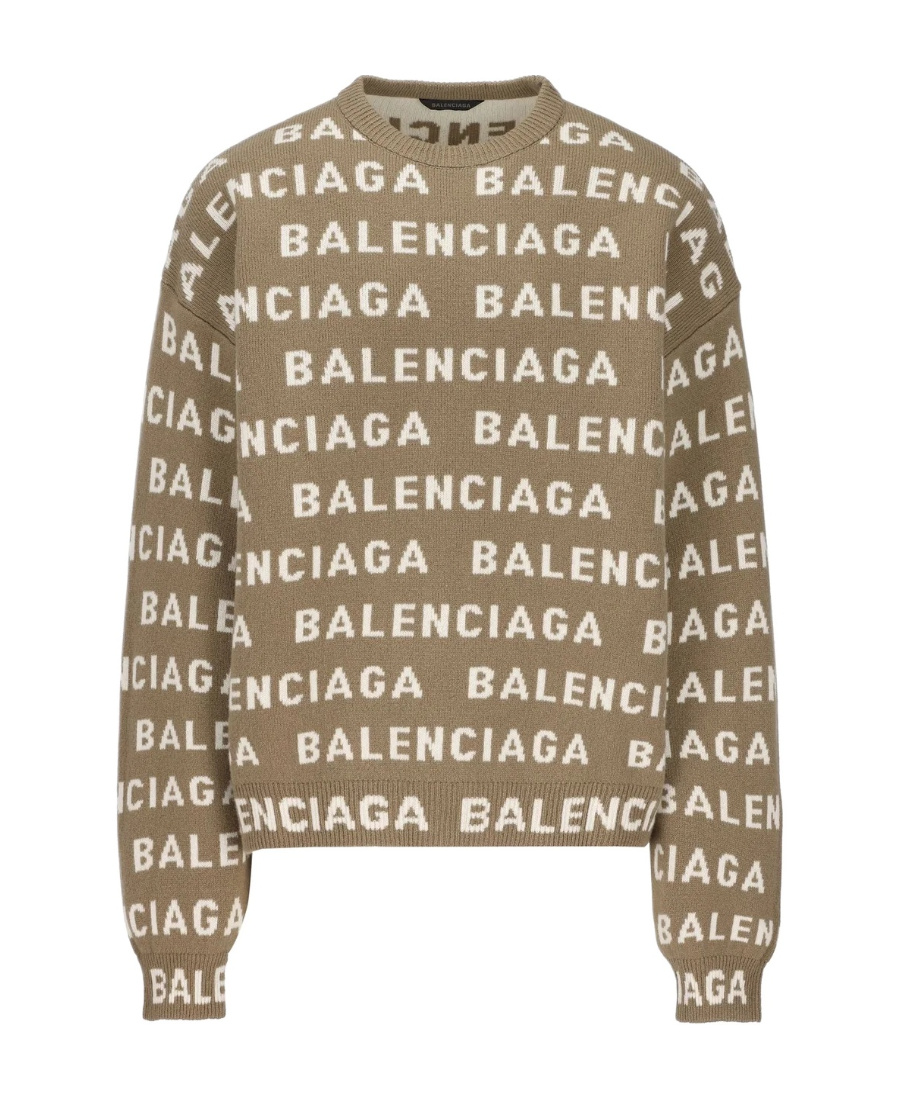 BALENCIAGA BALENCIAGA ALLOVER LOGO INTARSIA KNITTED JUMPER 