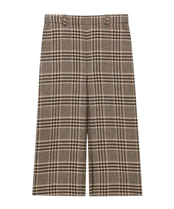 Saint Laurent Culottes In Prince Of Wale Silk And Cashmere In Brown