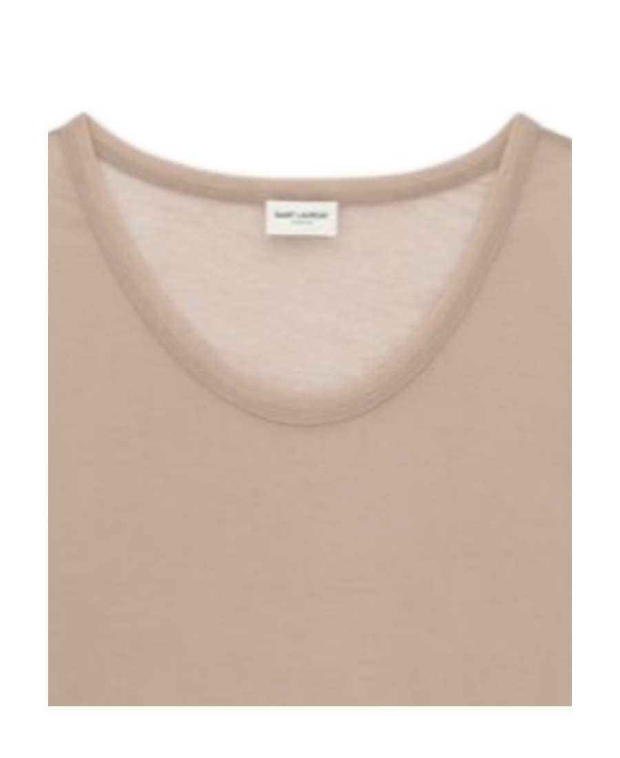 Saint Laurent Mélange-effect Sheer Cotton T-shirt In Nude