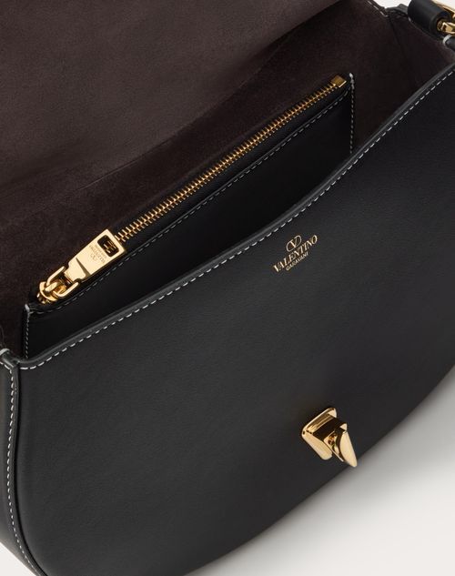 Valentino Medium Ohval Leather Shoulder Bag In Black