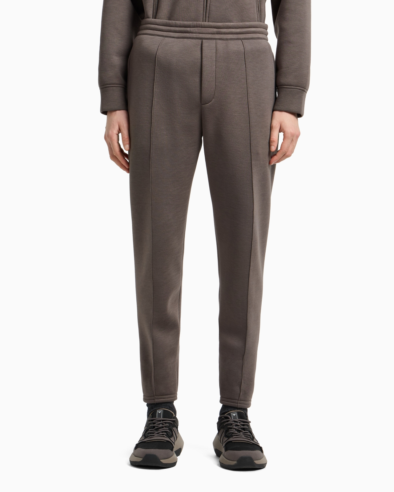 Emporio Armani Elastic Waist Sweatpants In Brown