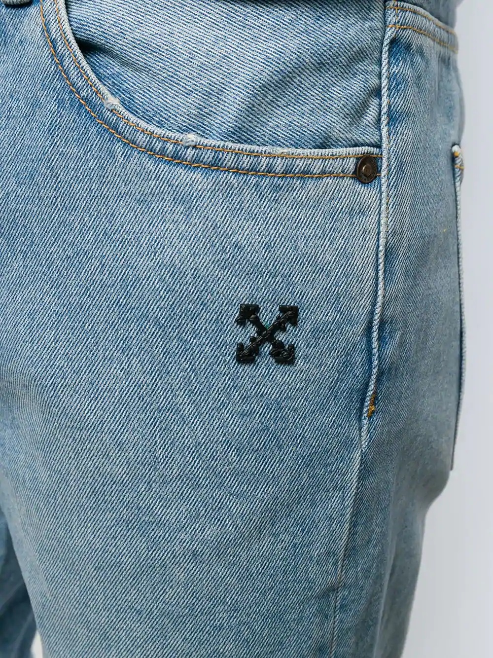 Off-white Stitched Straight Jeans In Blue