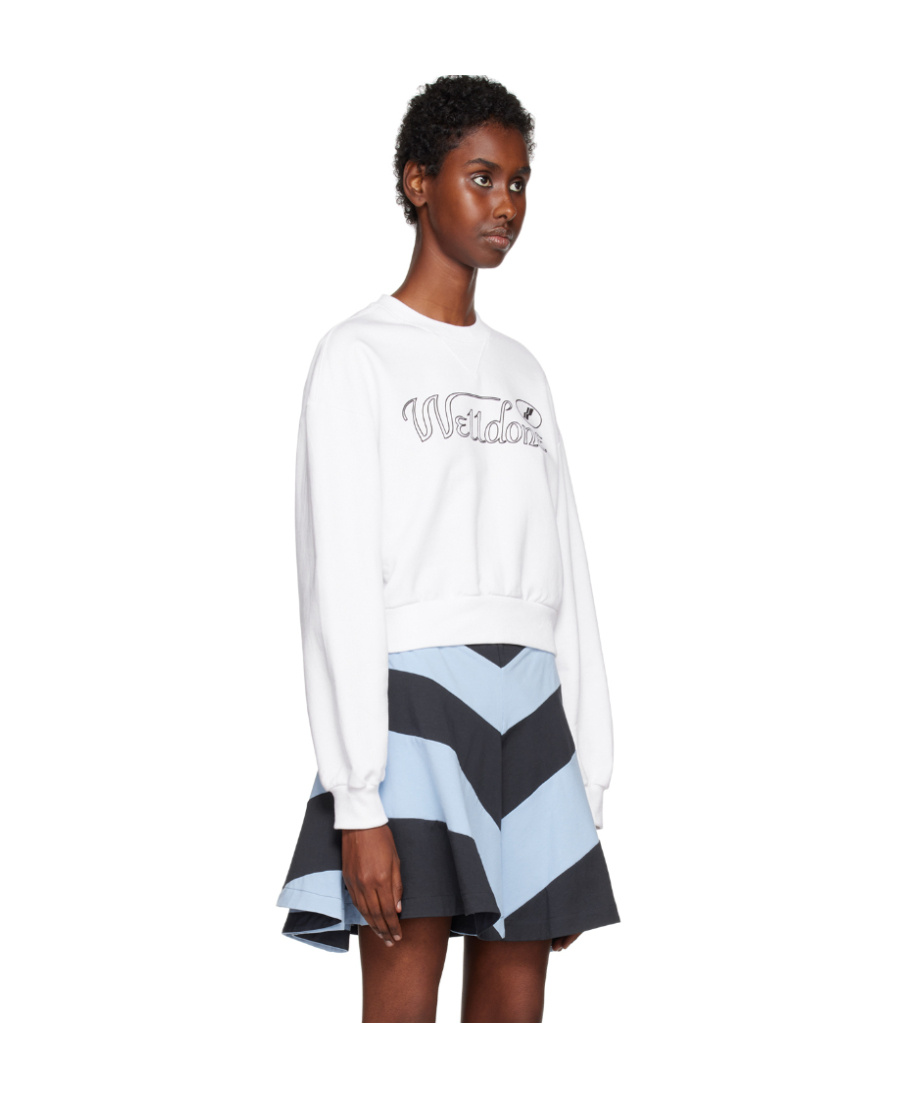 We11 Done Logo Print Cotton Sweatshirt In White