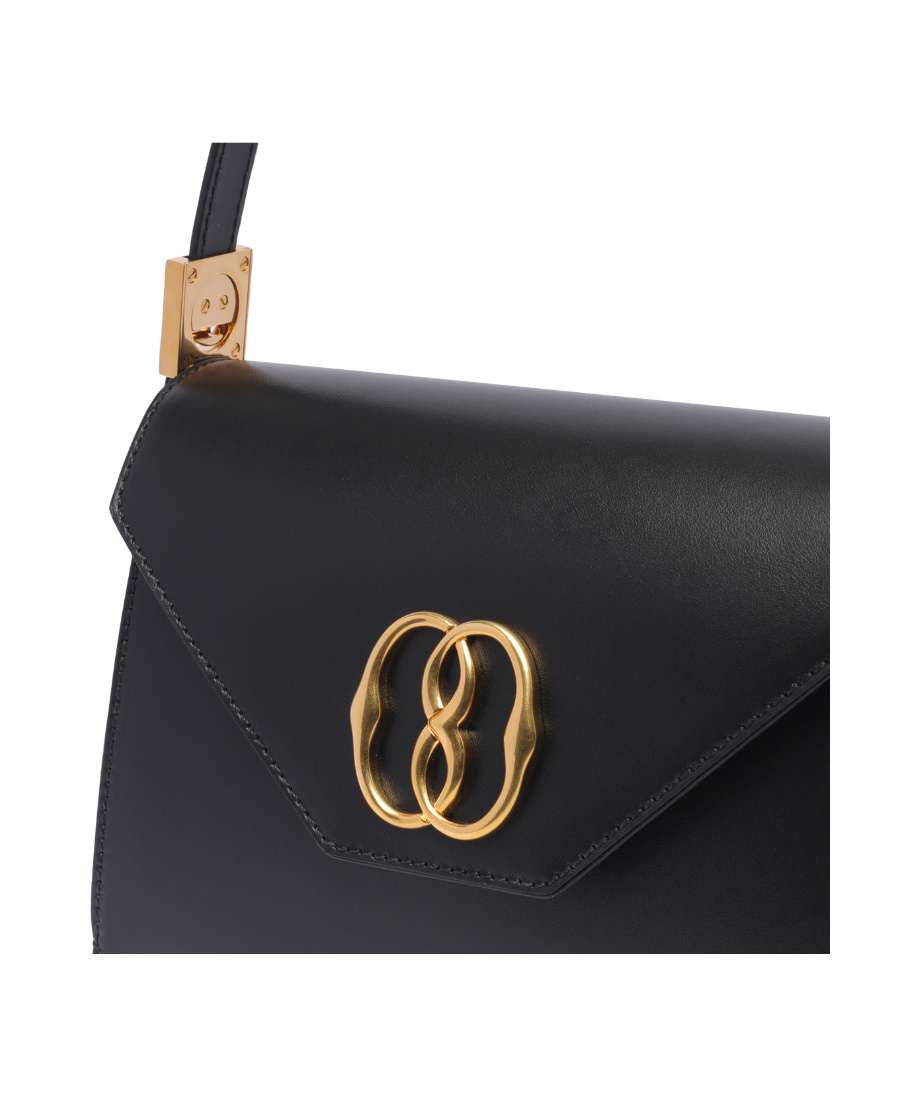 Bally Logo Plaque Foldover-top Shoulder Bag In Black