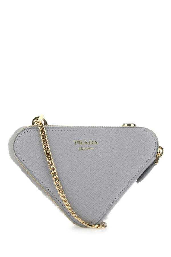Prada Mini Shearling Crossbody Bag In Gray