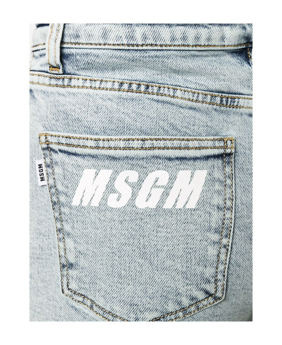 Msgm Cotton Denim Shorts In Gray