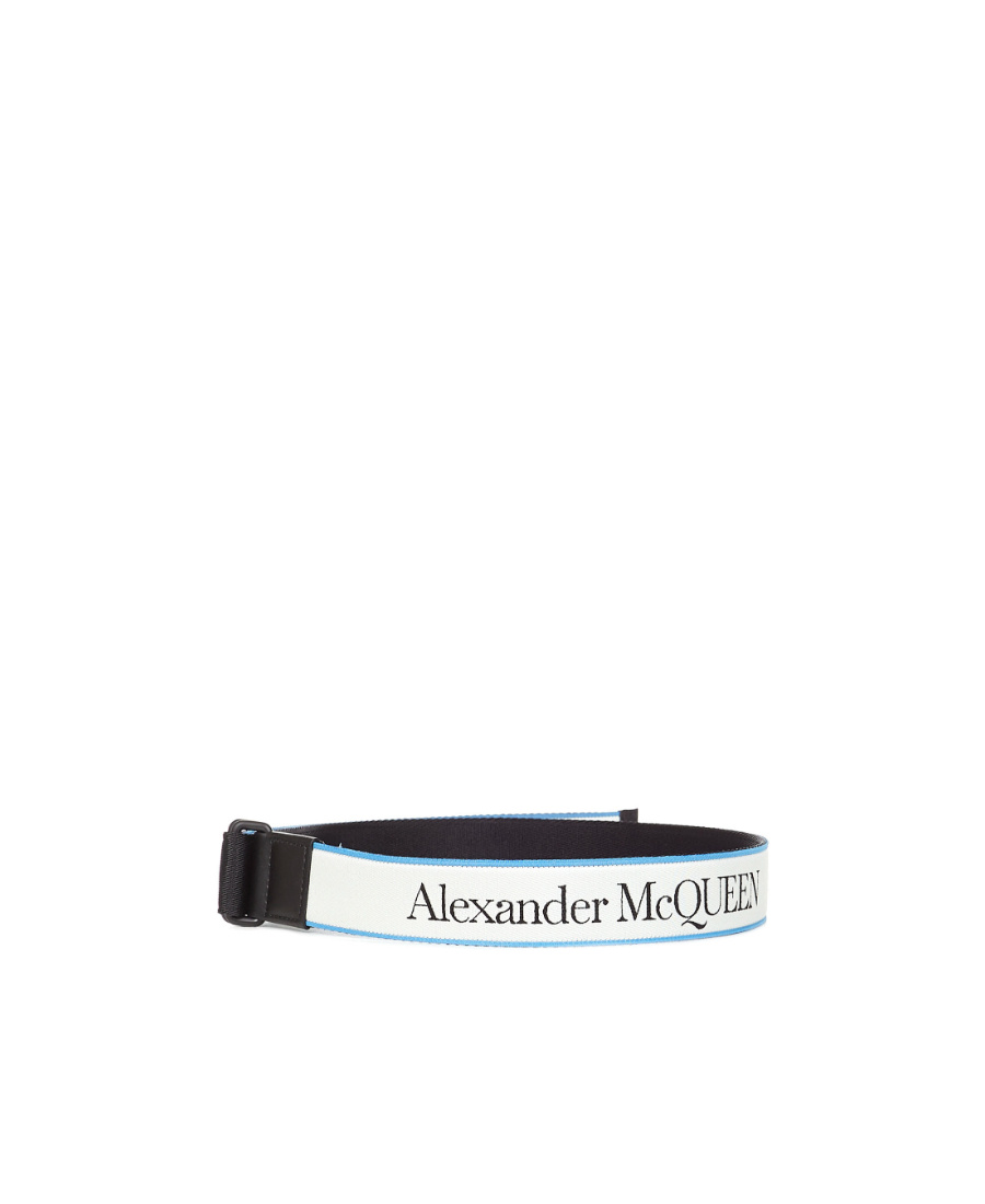 Alexander Mcqueen Logo Printed Belt In Black