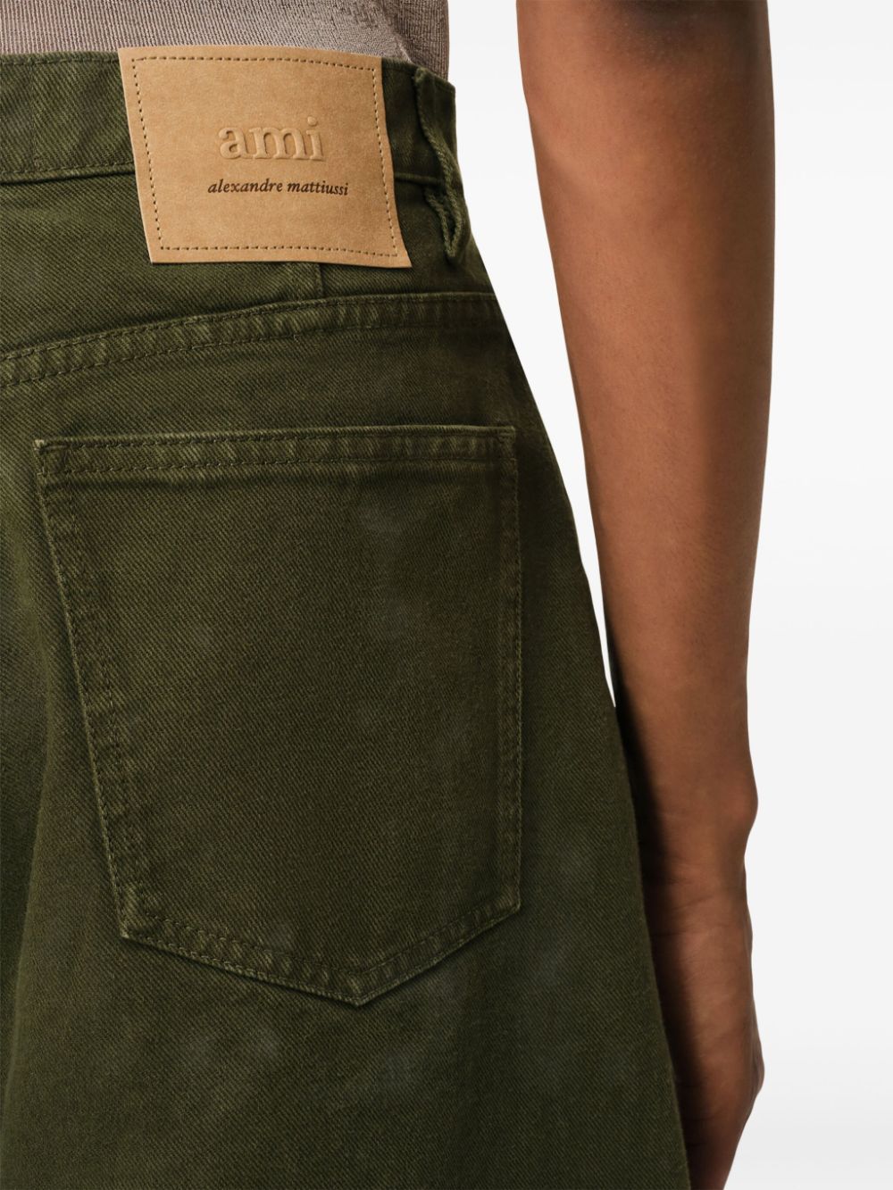 Shop Ami Alexandre Mattiussi Ami Paris Wide Fit Bermuda Shorts In Green